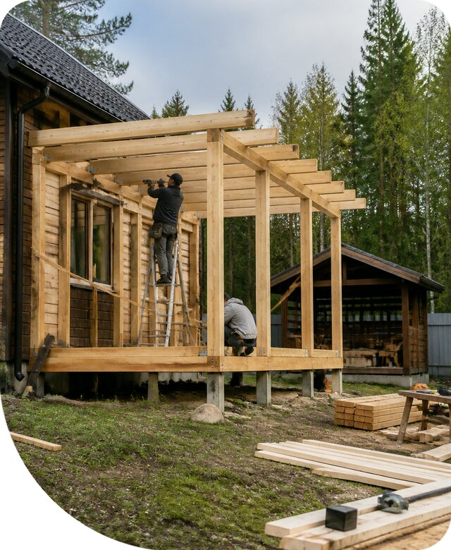 Строительство пристроек и построек на участке в Анжере-Судженске